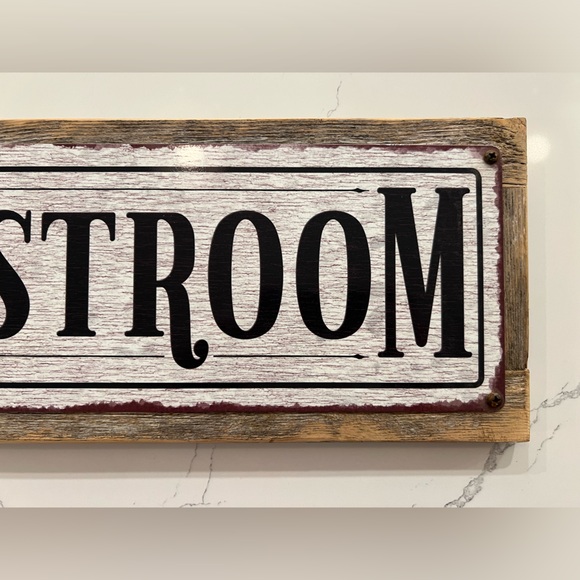 Treehouse Customs Handmade Restroom Sign 7” x 16.9” Distressed Rustic Wood Back - Picture 10 of 12